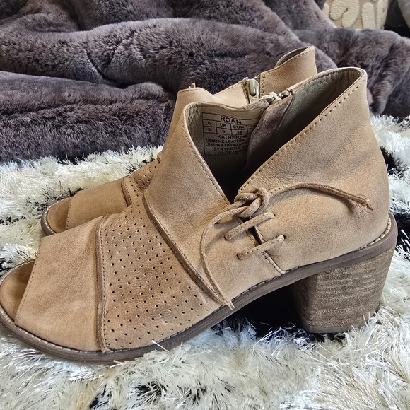 Leather Open Toe Booties - Picture 2 of 8